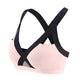 Oyoo V neck Sexy Army Green High Impact Sports Bra Wide Shoulder Straps Pink Workout Yoga Bra Top Contrast Gym Tank Tops