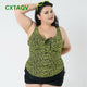 Plus Size High Elastic Cross Straps Slim Swimdress Wire Free With Chest Pad