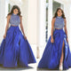 Sexy Royal Blue Satin Long Skirts With High Side Split Long Pleated Skirt