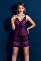 Purple Black Super Sexy Slips Lace Sleepwear 2 Pcs