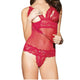 Red Rose Flower Mesh Sheer Lenceria Teddy Lingerie