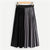 Black Color Block Pleated Long Skirt For Women Casual