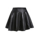 PU Leather Flare Mini Skirt Women Elastic High Waist A Line Skirts