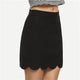 Black Scalloped Hem A-Line Above Knee Short Skirt