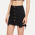 Frayed Hem Button Front Denim Skirt A Line Black Casual Mini Skirt