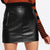 O-Ring Zip Detail Faux Leather Skirt