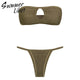 High Cut Bandeau Swimsuit Female Hollow Out Swimwear