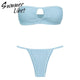 High Cut Bandeau Swimsuit Female Hollow Out Swimwear