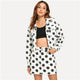 Office Lady Elegant Flap Pocket Front Polka Dot Top And Skirt Set