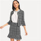 Office Lady Elegant Frayed Edge Tweed Blazer And Skirt Two Pieces Set