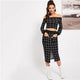 Casual Plaid Crop Off the Shoulder Top And Button Front Skirt Set