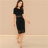 Office Lady Scallop Edge Laser Cut Top And Skirt Set