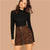 Multicolor Casual Elegant O-Ring Zip Up Office Wear Skirts