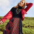 Multicolor Elegant Print Pleated Mid Waist Skirt