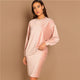 Drop Shoulder Top and Skirt Set Long Sleeve Plain Two piece