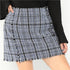 Plus Size Blue Plaid Tweed Mini A-Line Skirt Women High Street Short Skirt
