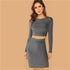 Top and Bodycon Skirt Set Long Sleeve Round Neck Party Sets