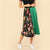 Knee-Length Mid Waist Floral Boho Women Pleated Skirt