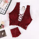 Sexy Bandage Lace Cross Belt Hollow Bra  Lingerie Bra Set Intimates Underwear Set Lace Push Up Wire Free Bra and Panty Set