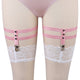 Pink Body Harness Real Row Rivets Heart wedding Leg Garter Belt