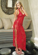 Sexy Lingerie Lace Dress Red Black Long Lace Gown