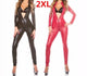 Sexy Lingerie Plus Size Women Bodysuit Latex Zipper Open Crotch