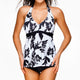 Tankini Set Backless Swimwear Print Swimdress Two Pieces