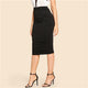 Stretchy Pencil Skirt Elastic Waist Solid Midi Skirt