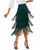 Green Tiered Fringe Pencil Office Vintage Elegant Midi Skirt