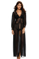 Valentine Gift Sexy Lingerie V-Neck Long Sleeve Lace Robe with Thong Gown