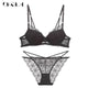 Super Gather Fashion Black Bra Set