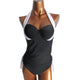Sexy Push Up Tankini Set Vintage Halter Top High Waist Bathing Suit