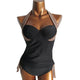Sexy Push Up Tankini Set Vintage Halter Top High Waist Bathing Suit