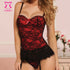 Red Lace Bustier and Thong Women Nightwear For Valentine's Day