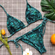 Vintage Backless Women Serpentine Print Bikini Push-Up