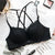 Fashion Black Skin Wireless Front Closure Bras Push