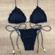 Women Floral Print Bikinis Sexy Striped Patchwork Swimsuit New Triangle Bandage Swimwear Bathing Suit Brazilian Tassel Beachwear