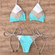 Women Floral Print Bikinis Sexy Striped Patchwork Swimsuit New Triangle Bandage Swimwear Bathing Suit Brazilian Tassel Beachwear