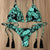 Women Floral Print Bikinis Sexy Striped Patchwork Swimsuit New Triangle Bandage Swimwear Bathing Suit Brazilian Tassel Beachwear