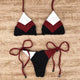 Women Floral Print Bikinis Sexy Striped Patchwork Swimsuit New Triangle Bandage Swimwear Bathing Suit Brazilian Tassel Beachwear