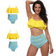 High Waist Bikini Set Ruffles 2 Pieces Swimwear For Mother and Daughter