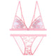 Sexy Bra Brief Sets Push up Transparent Lace Embroidery Wire Free