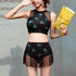 Two Pieces Swimsuit High Waist Slim Swimdress Floral Printed