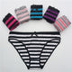 Women's Panties Cotton Female Underwear Sexy Lace Bikini Briefs Plus Size Lingerie Striped Print Intimates 5 Pcs/set FUNCILAC
