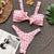 Women's Pink Plaid Swimsuits Sexy Swimming Suit Push Up Bikini