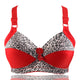 Women's Plus Size Bra Leopard Print Wire Free Bras Push Up Ajusted Brassiere Thin Cup Underwear 44 46
