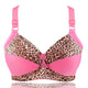 Women's Plus Size Bra Leopard Print Wire Free Bras Push Up Ajusted Brassiere Thin Cup Underwear 44 46