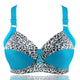 Women's Plus Size Bra Leopard Print Wire Free Bras Push Up Ajusted Brassiere Thin Cup Underwear 44 46