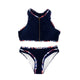 Women's Zip Up Color Block Active Two Pieces Bikini Sets