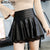 PU Leather Short Skirts Lace Patchwork Mini Plus Size